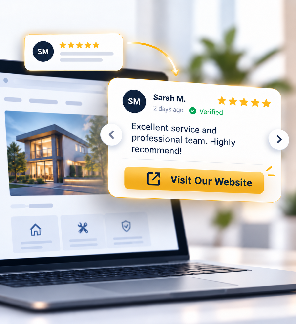 Interactive Reputation Badge configured to visit a chosen website page